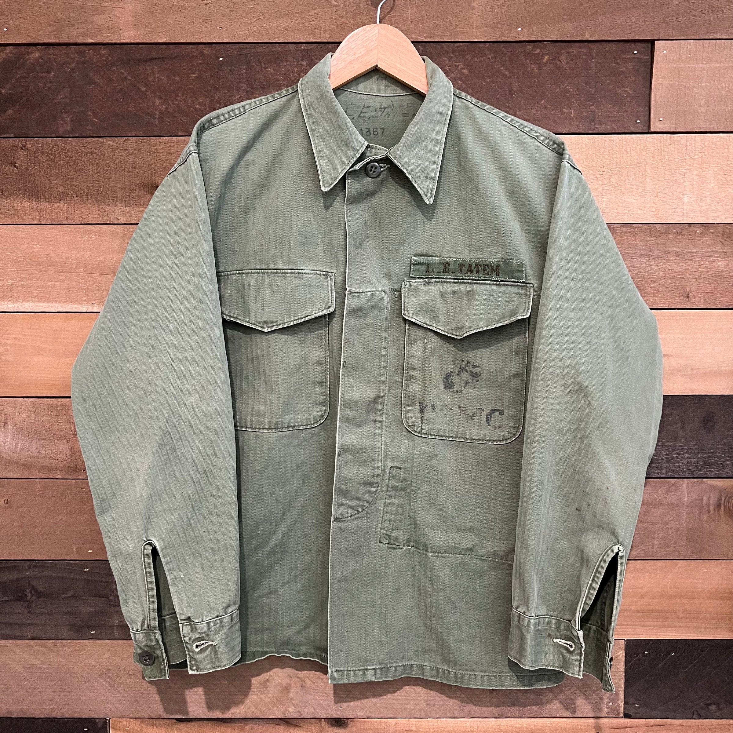 1950’s Stenciled USMC P-53 HBT Utility Shirt Jacket M/L