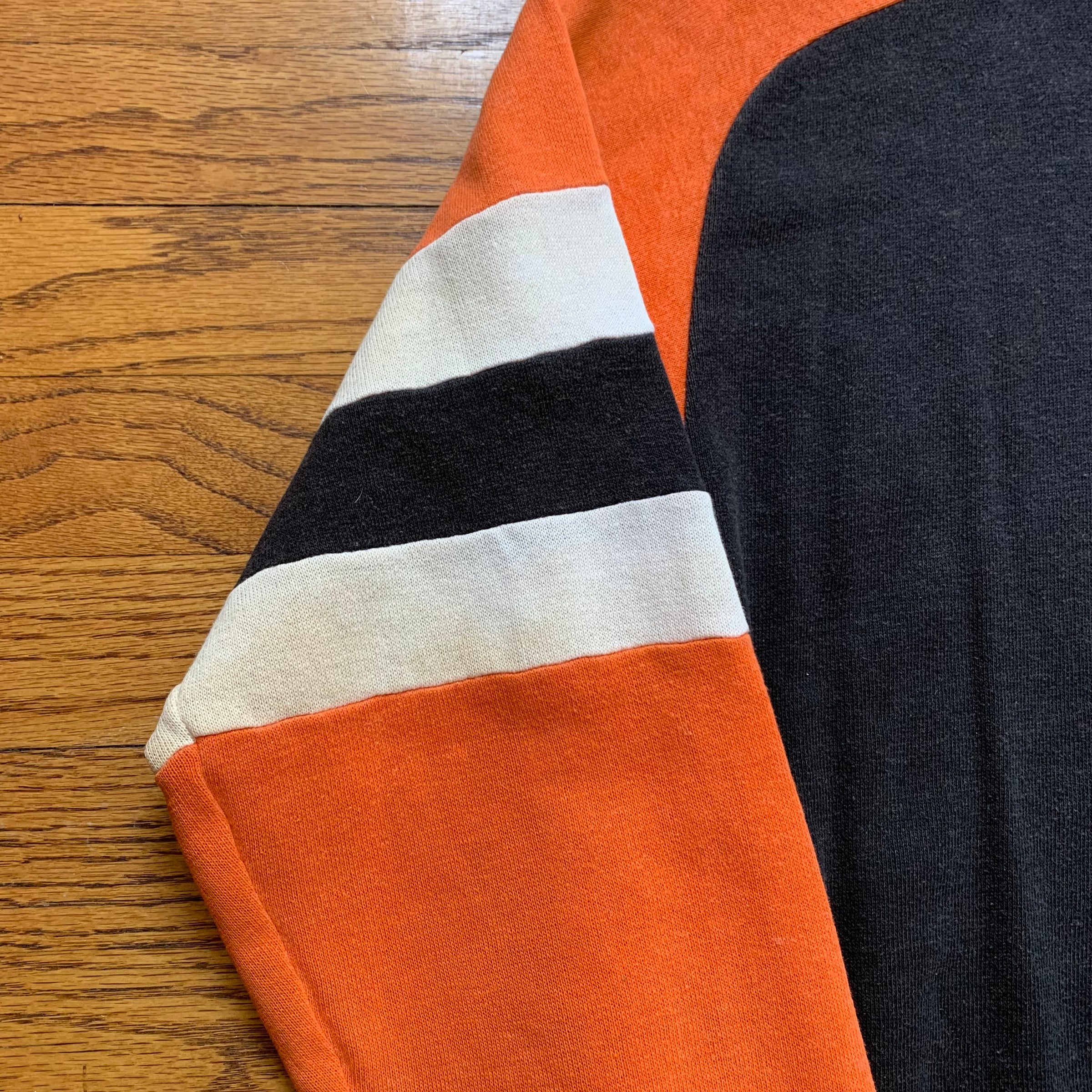 1960's Orange and Black Freedom Sleeve Crewneck Sweatshirt Large
