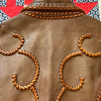 1960's/70's Handmade Tooled Leather Western Jacket XS/S