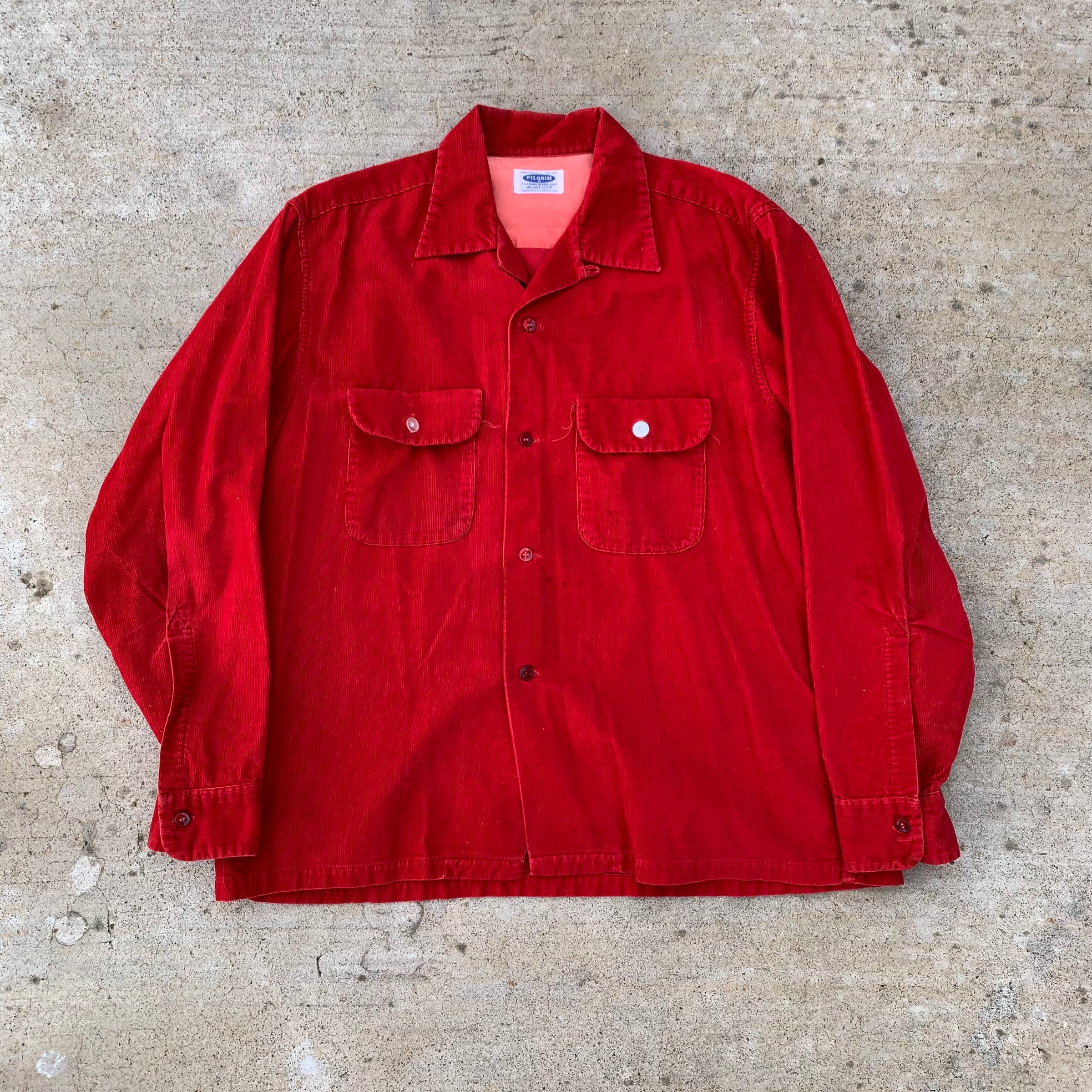 1950’s/60’s Pilgrim Red Corduroy Loop Collar Shirt Large