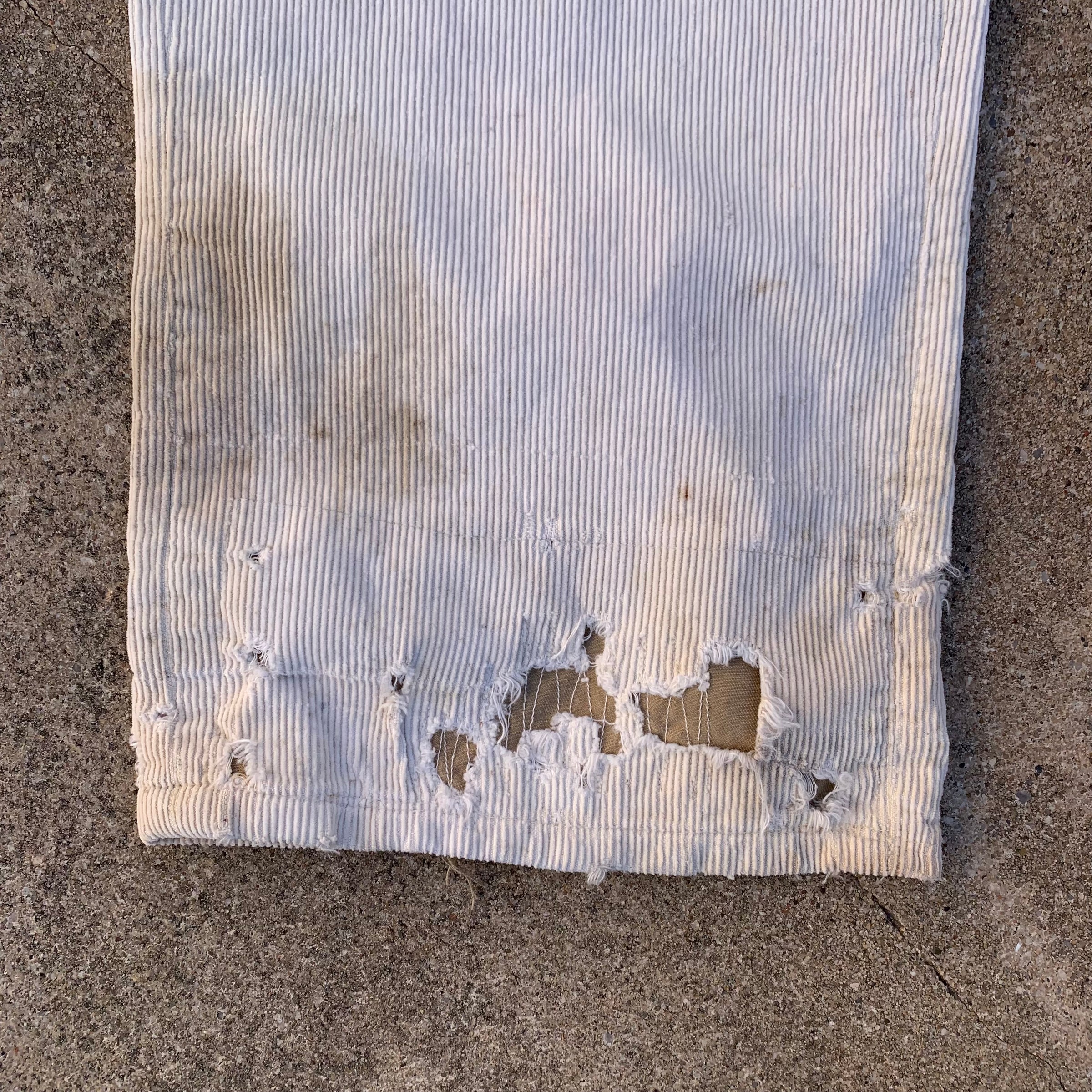 1940’s Thrashed White Corduroy Pants 32” x 27.5”