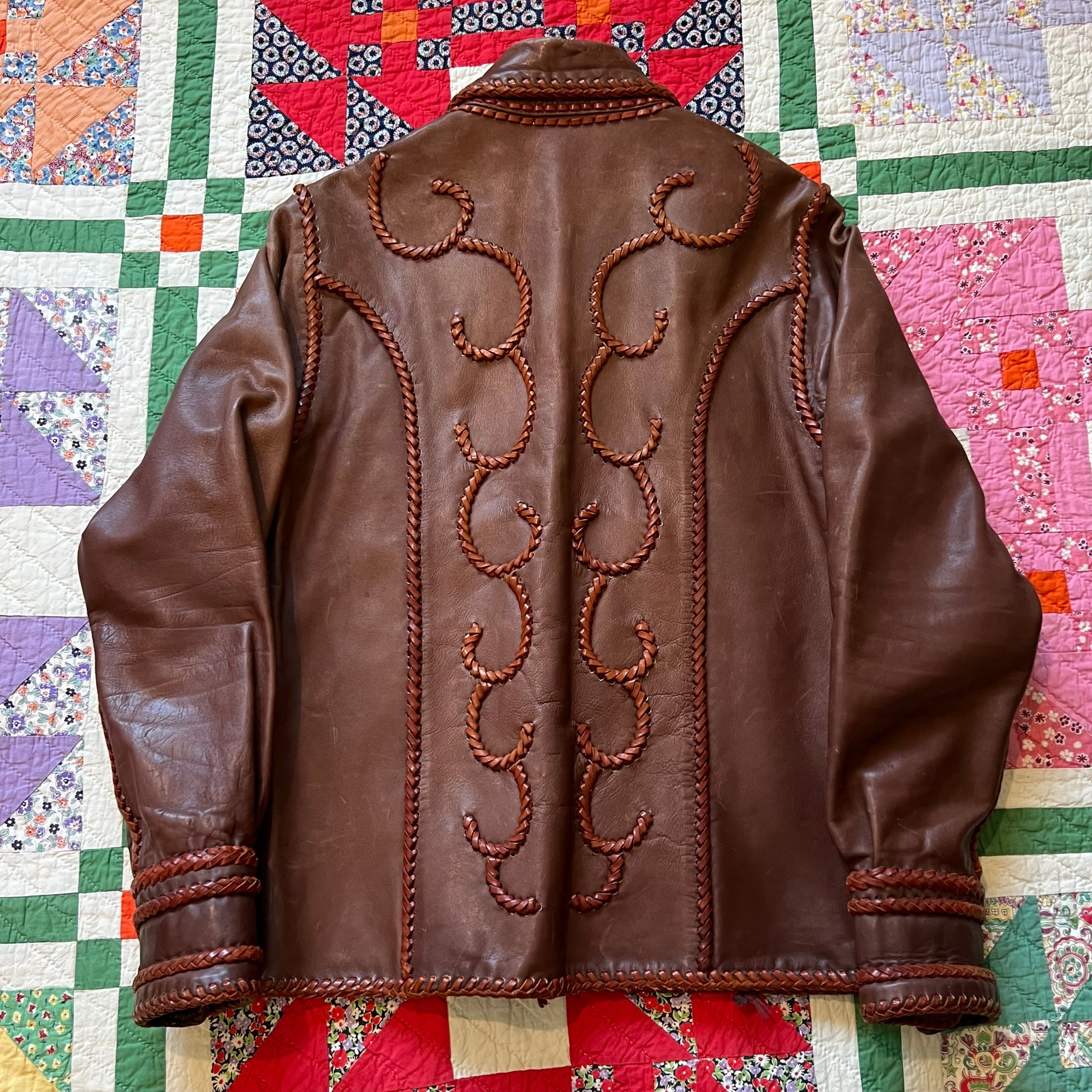 1960's/70's Handmade Tooled Leather Western Jacket XS/S