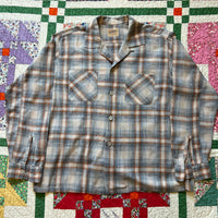 1950's National Shirt Shops Plaid Loop Collar Shirt Large