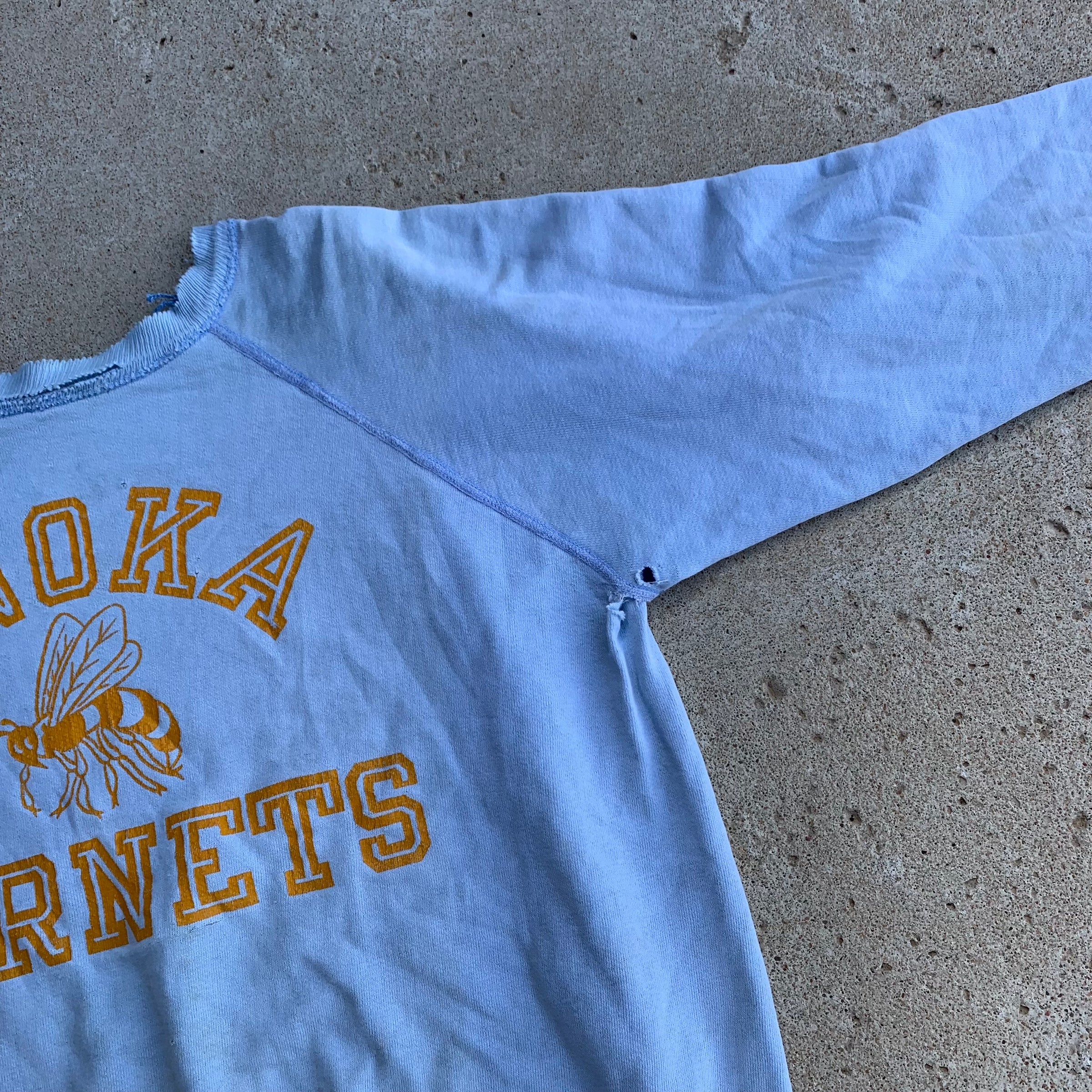 1960's Thrashed Anoka Hornets Raglan Sweatshirt Medium
