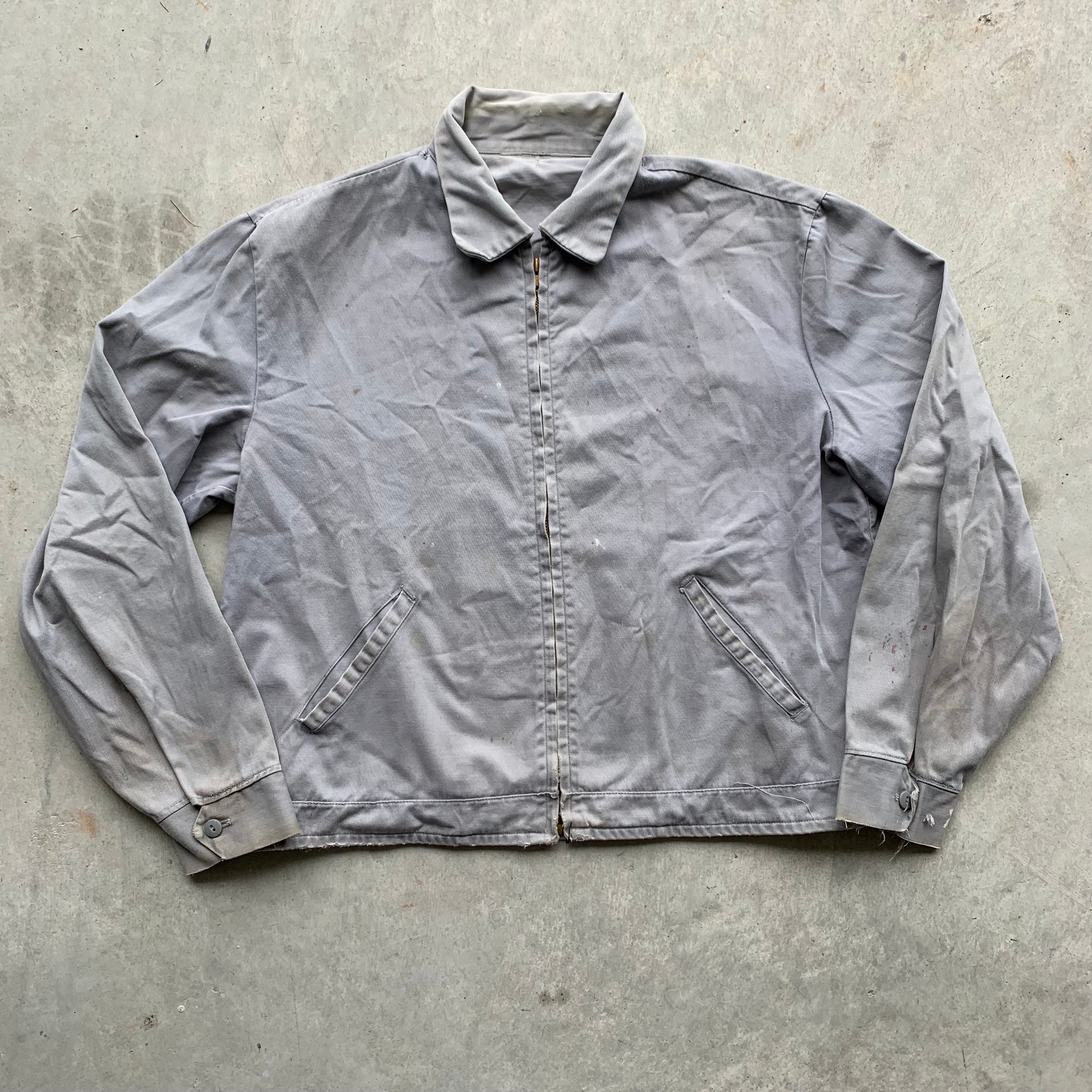 1950’s Thrashed Grey Cotton Work Jacket Large