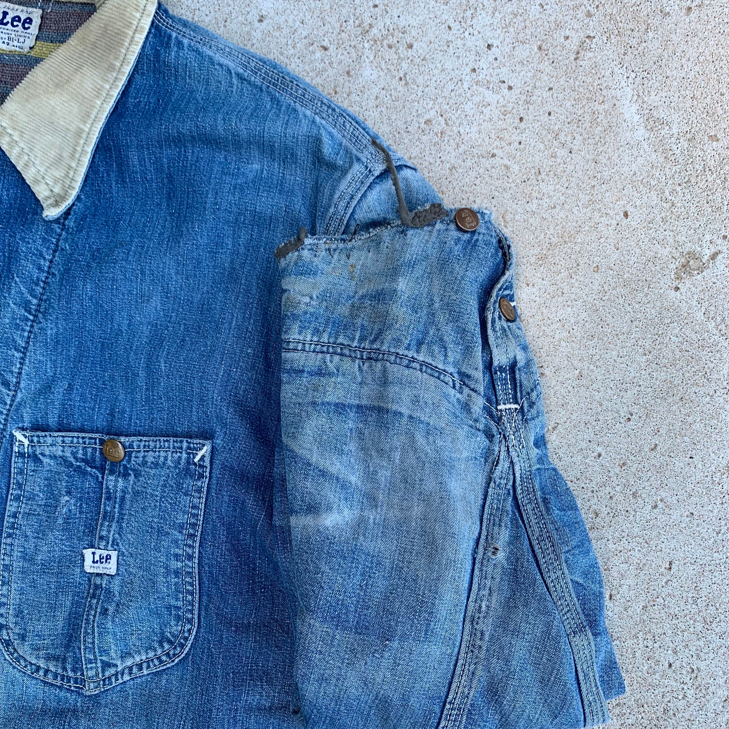 1950's Long L Lee 81-LJ Blanket Lined Denim Chore Coat 42 Regular