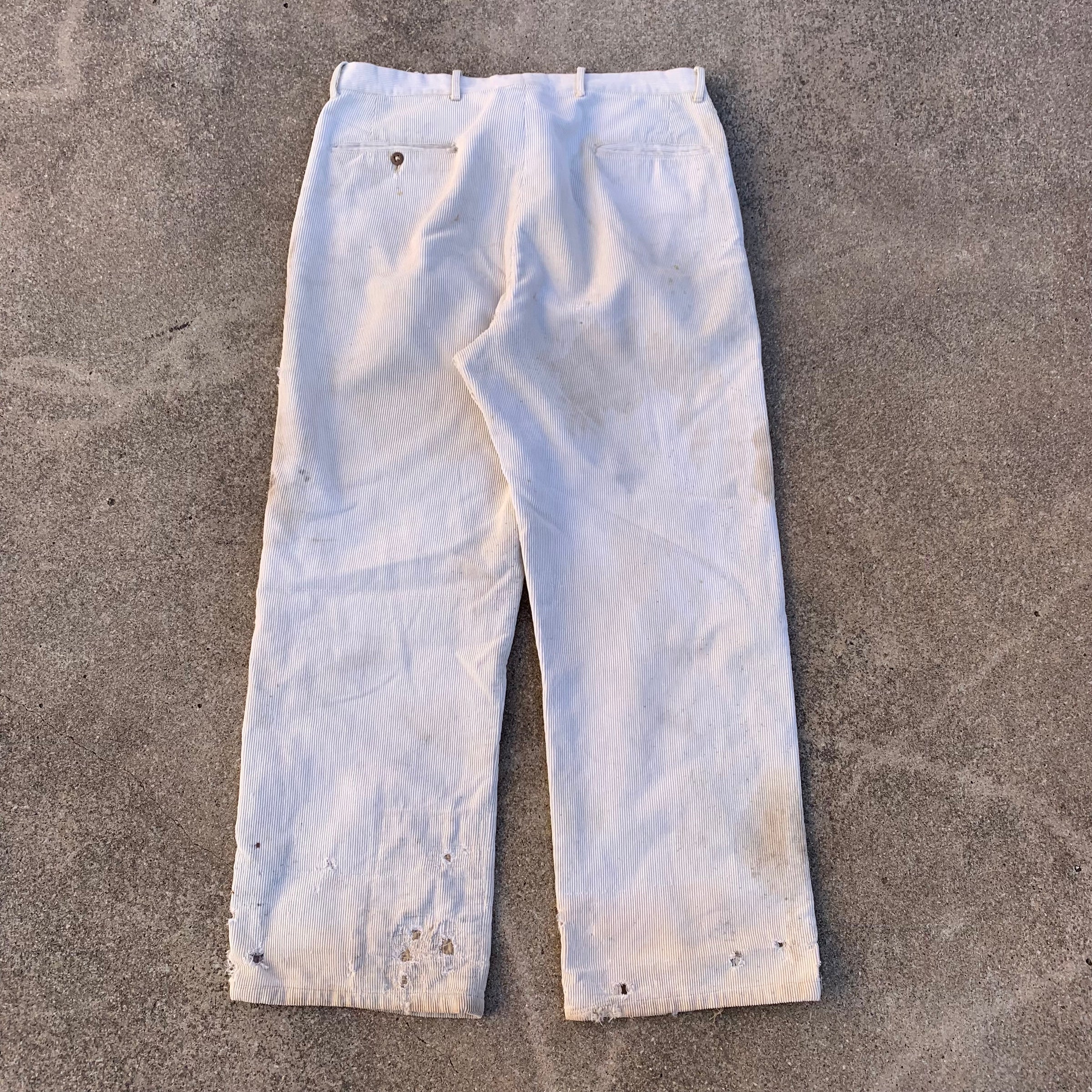 1940’s Thrashed White Corduroy Pants 32” x 27.5”