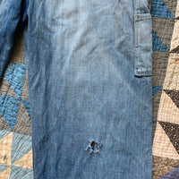 1940's Repaired WWII Denim Overalls 36" x 29"
