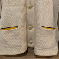 1940's/1950's Cream Varsity Cardigan with Yellow/Burgundy Accents M/L