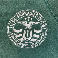 1960's/70's Forest Green USN Guided Missile Destroyer Raglan Sweatshirt S/M