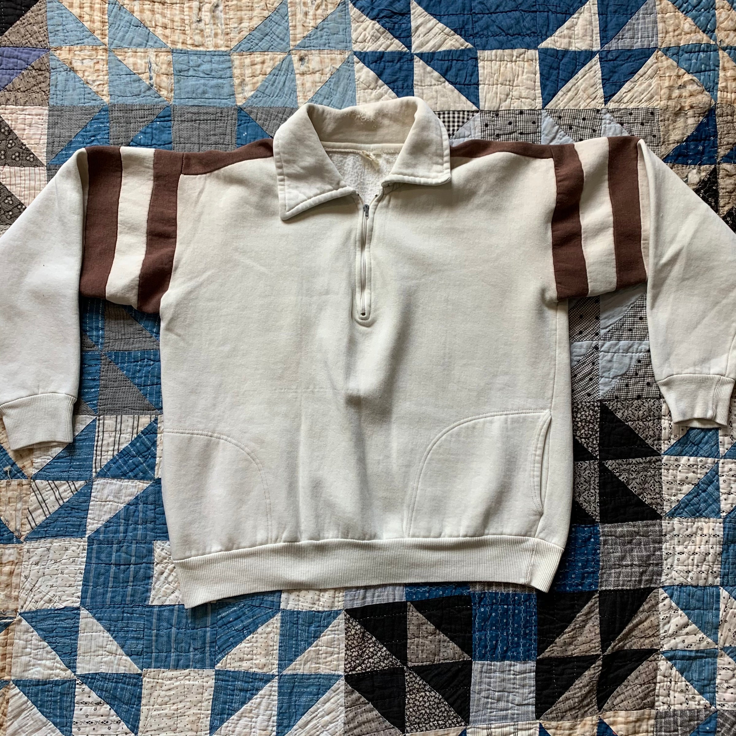 1960's French Quarter Zip Sweatshirt with D Pockets Large