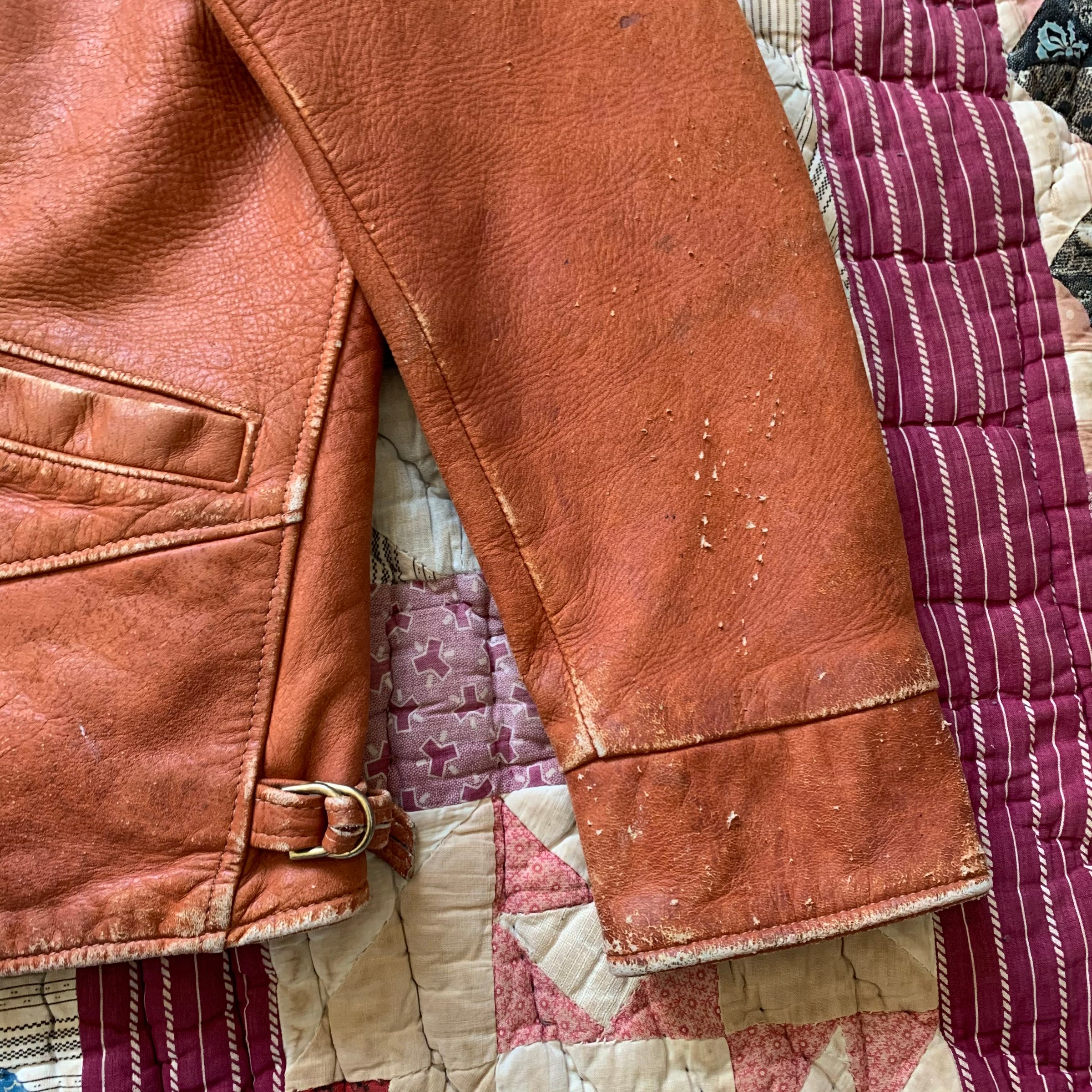 1940's/1950's Light Brown Worn Leather Jacket M/L