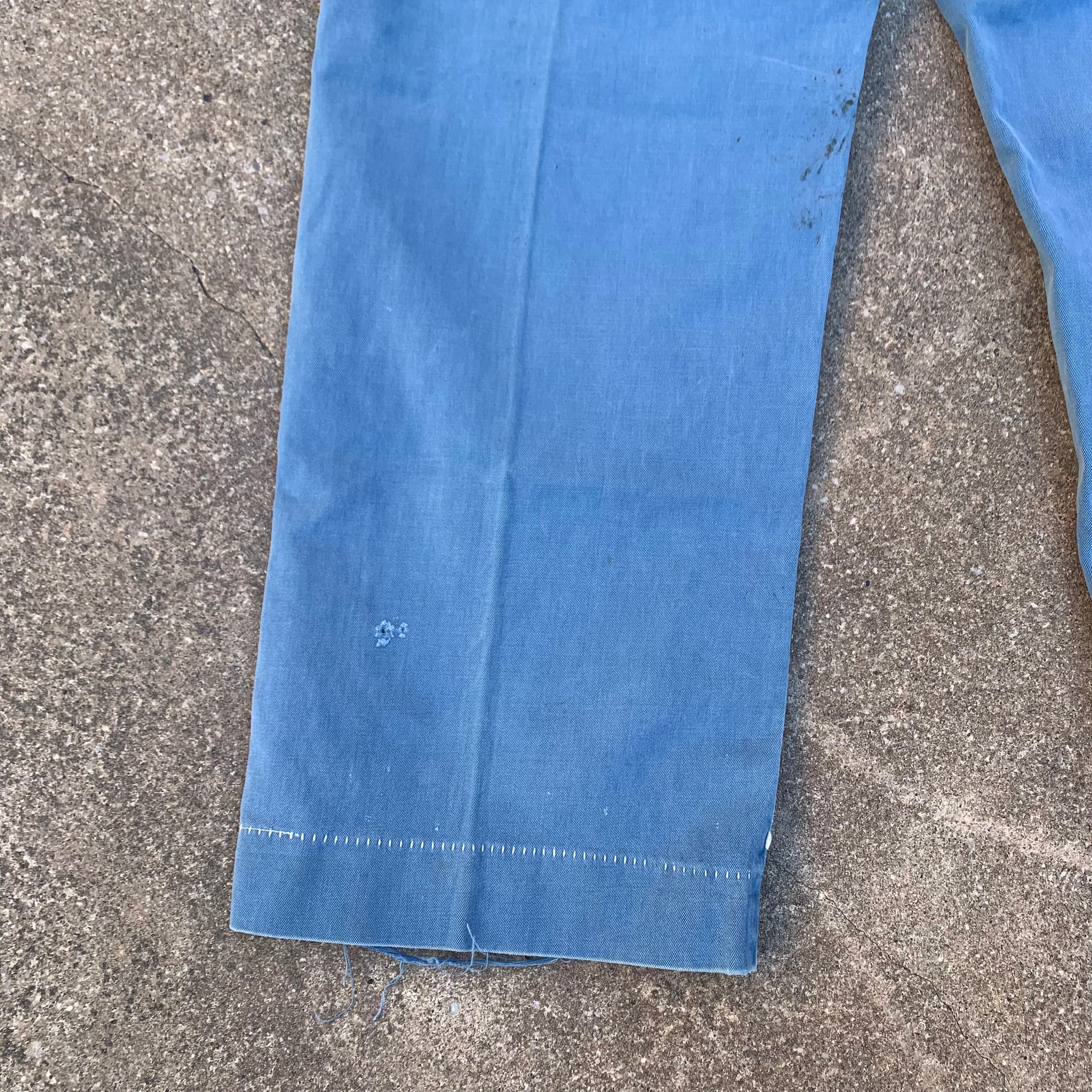 1940’s/50’s Light Blue Boat Cloth Work Pants 35” x 30.5”