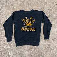 1960’s Alva Babybugs Black Flock Print Crewneck Sweatshirt XS