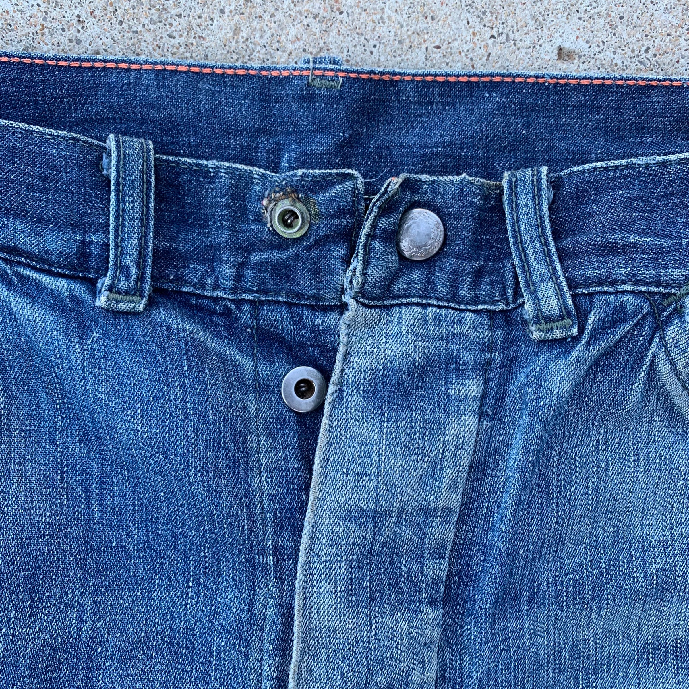 1940’s Repaired Donut Button Carpenter Jeans 32” x 30.5”