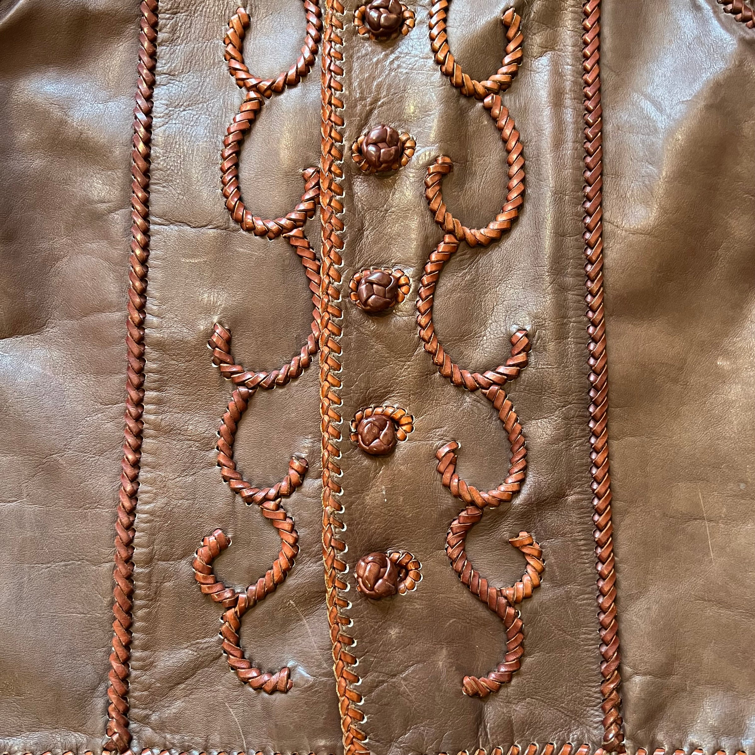 1960's/70's Handmade Tooled Leather Western Jacket XS/S