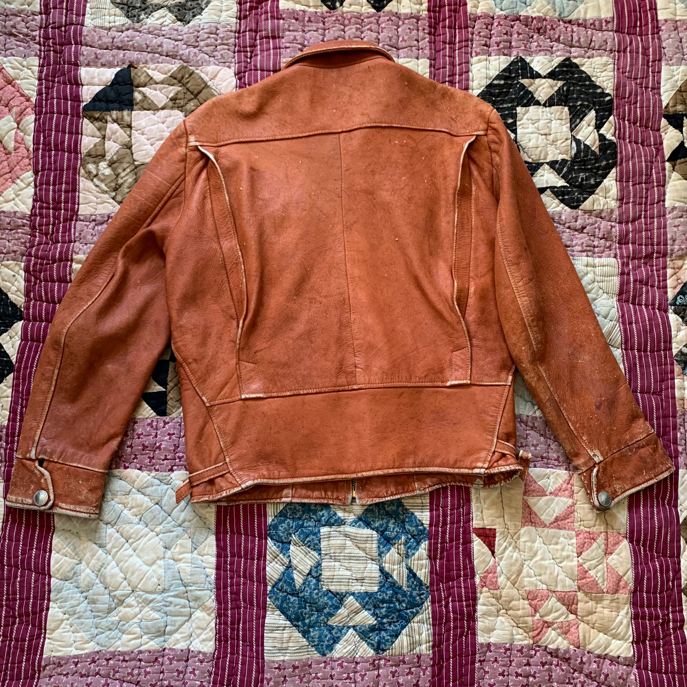 1940's/1950's Light Brown Worn Leather Jacket M/L