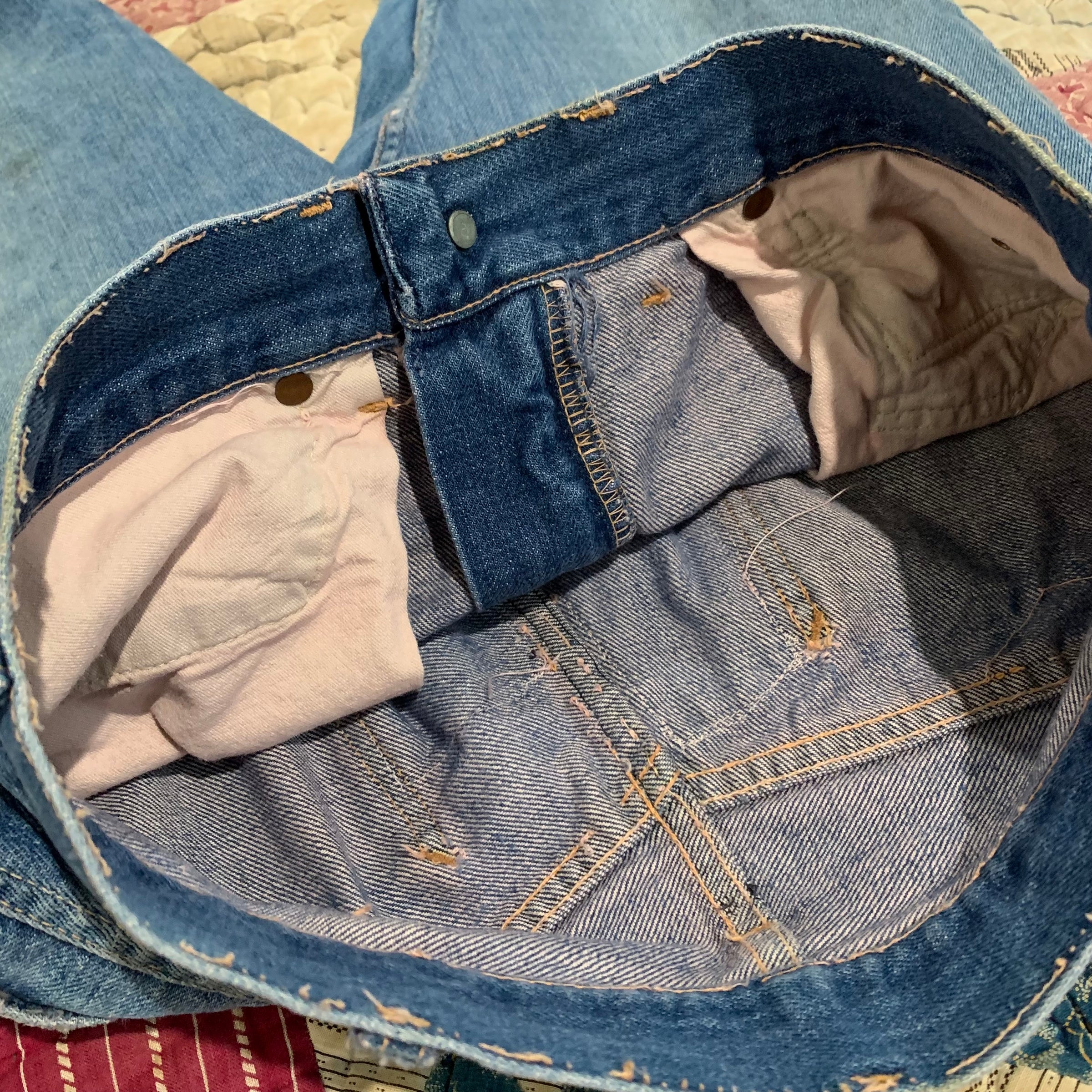 1960's Patched Distressed Denim Jeans 28" x 28"