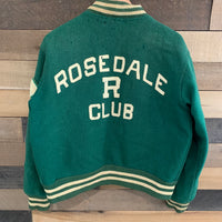 1950's Green Wool Lan-Mark Rosedale R Club Varsity Jacket Tagged 42 M/L