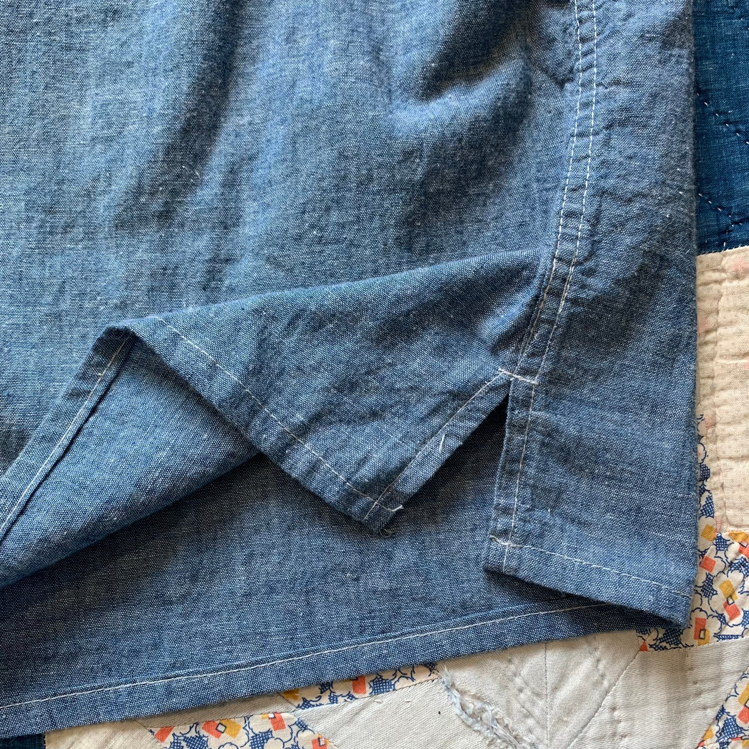 1950's Washington Dee Cee Sanforized Chambray Work Shirt XL