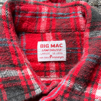 1960’s Big Mac Sanforized Red Plaid Flannel Large