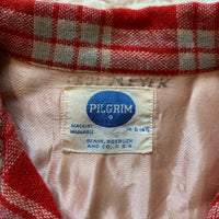 1950's Pilgrim Wool Blend Plaid Loop Collar Shirt S/M