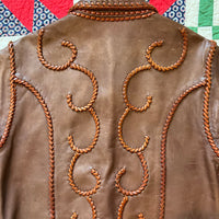 1960's/70's Handmade Tooled Leather Western Jacket XS/S