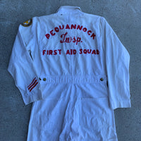 1960’s Big Smith White HBT Coveralls with Chainstitch Embroidery Small