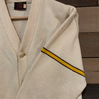 1940's/1950's Cream Varsity Cardigan with Yellow/Burgundy Accents M/L