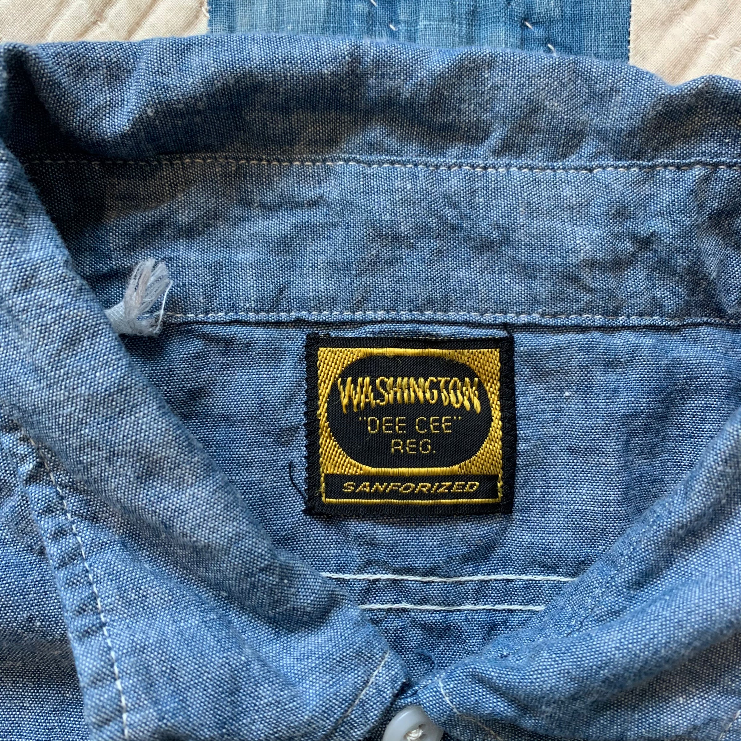 1950's Washington Dee Cee Sanforized Chambray Work Shirt XL