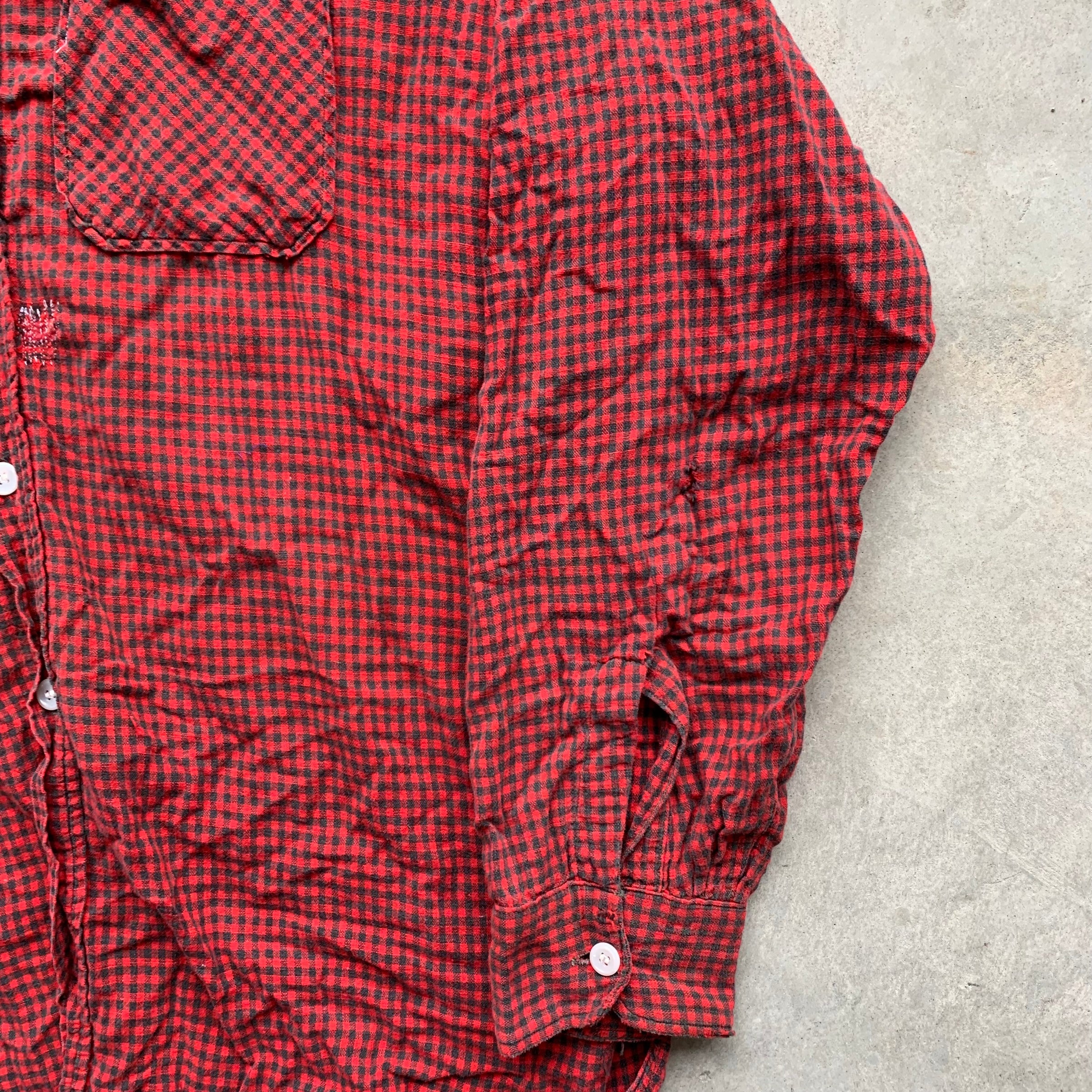 1940’s Hercules Sanforized Buffalo Check Cotton Blend Flannel Large