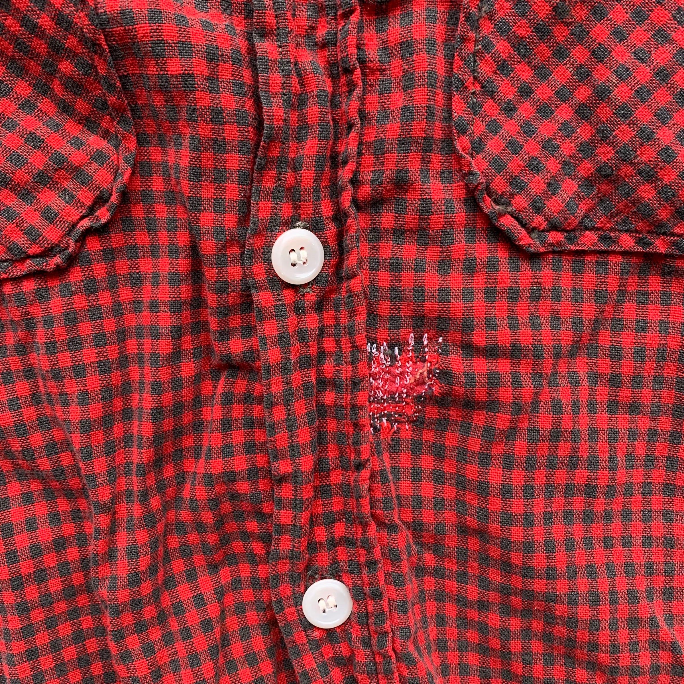 1940’s Hercules Sanforized Buffalo Check Cotton Blend Flannel Large