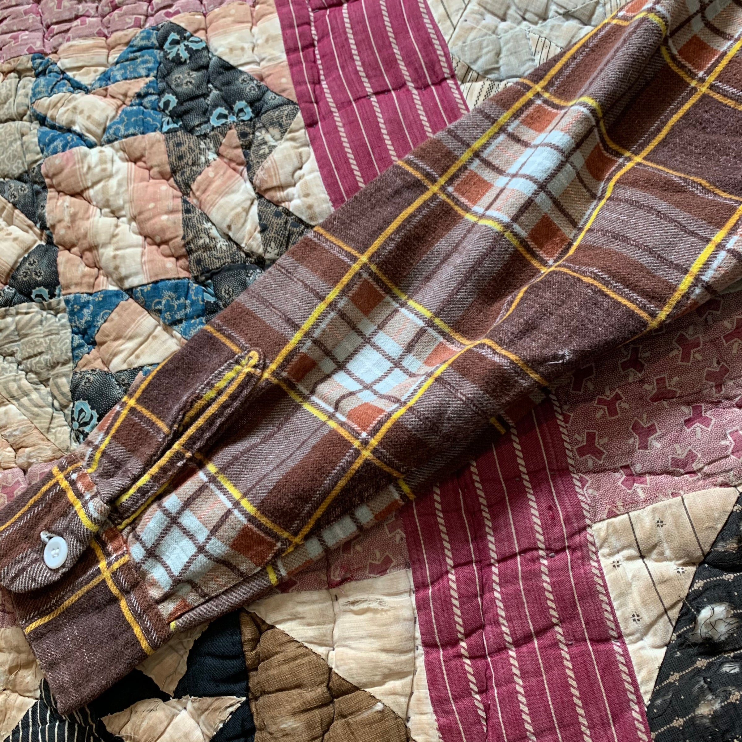 1950's Shirtwear Brown Plaid Sanforized Cotton Flannel Small