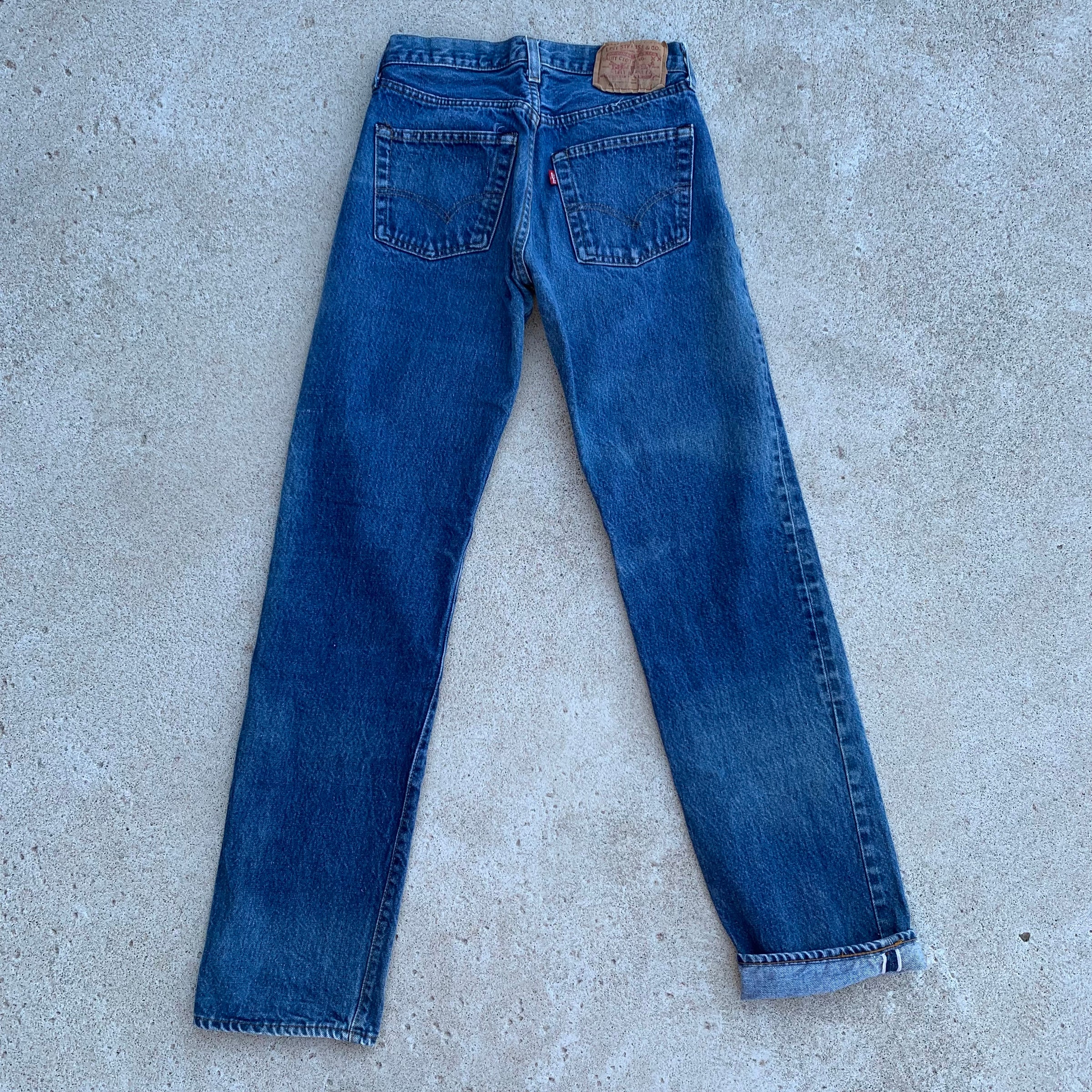 1980's Dark Wash Levi's 501 Redline Selvedge Denim Jeans 26" x 31"