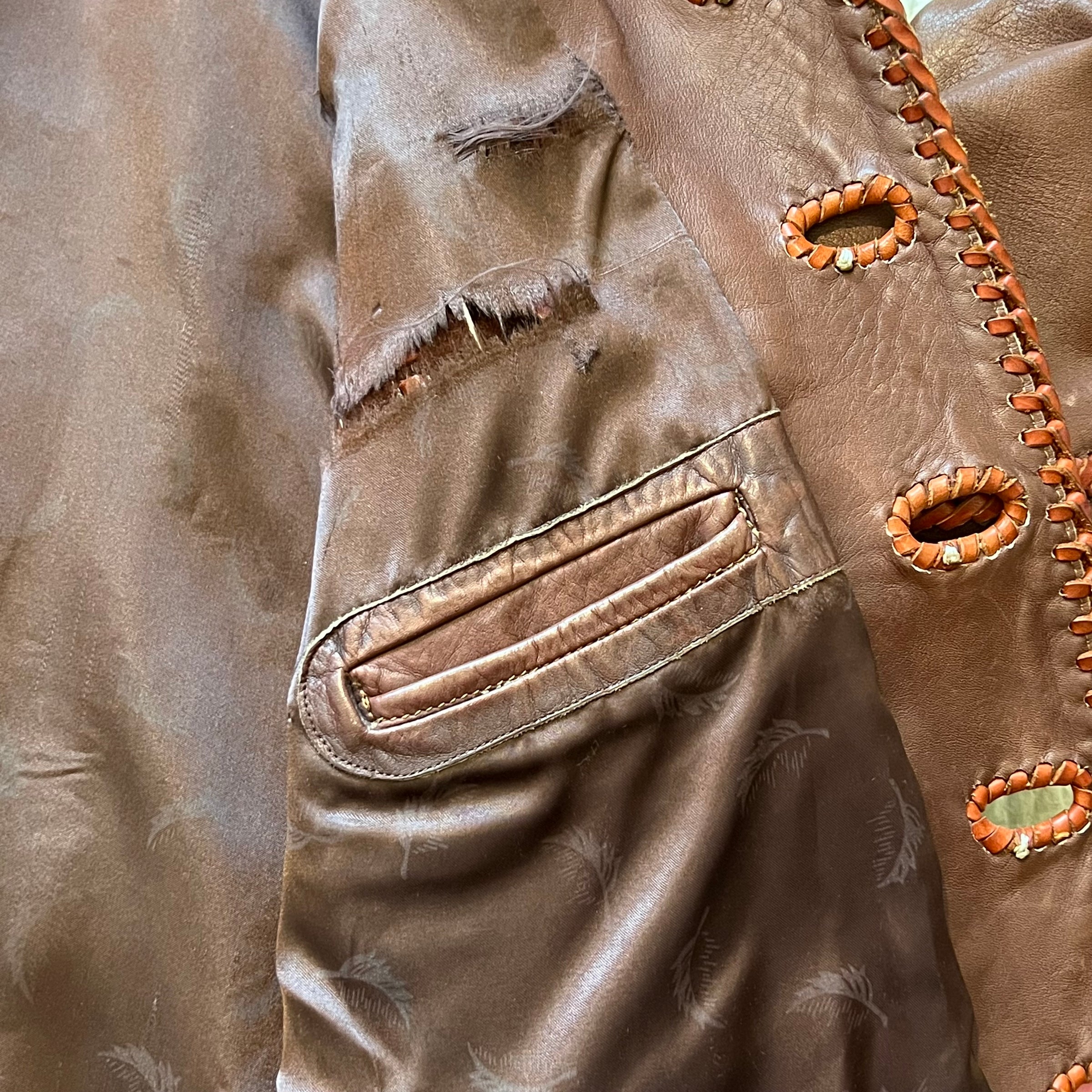 1960's/70's Handmade Tooled Leather Western Jacket XS/S
