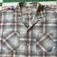 1950's National Shirt Shops Plaid Loop Collar Shirt Large