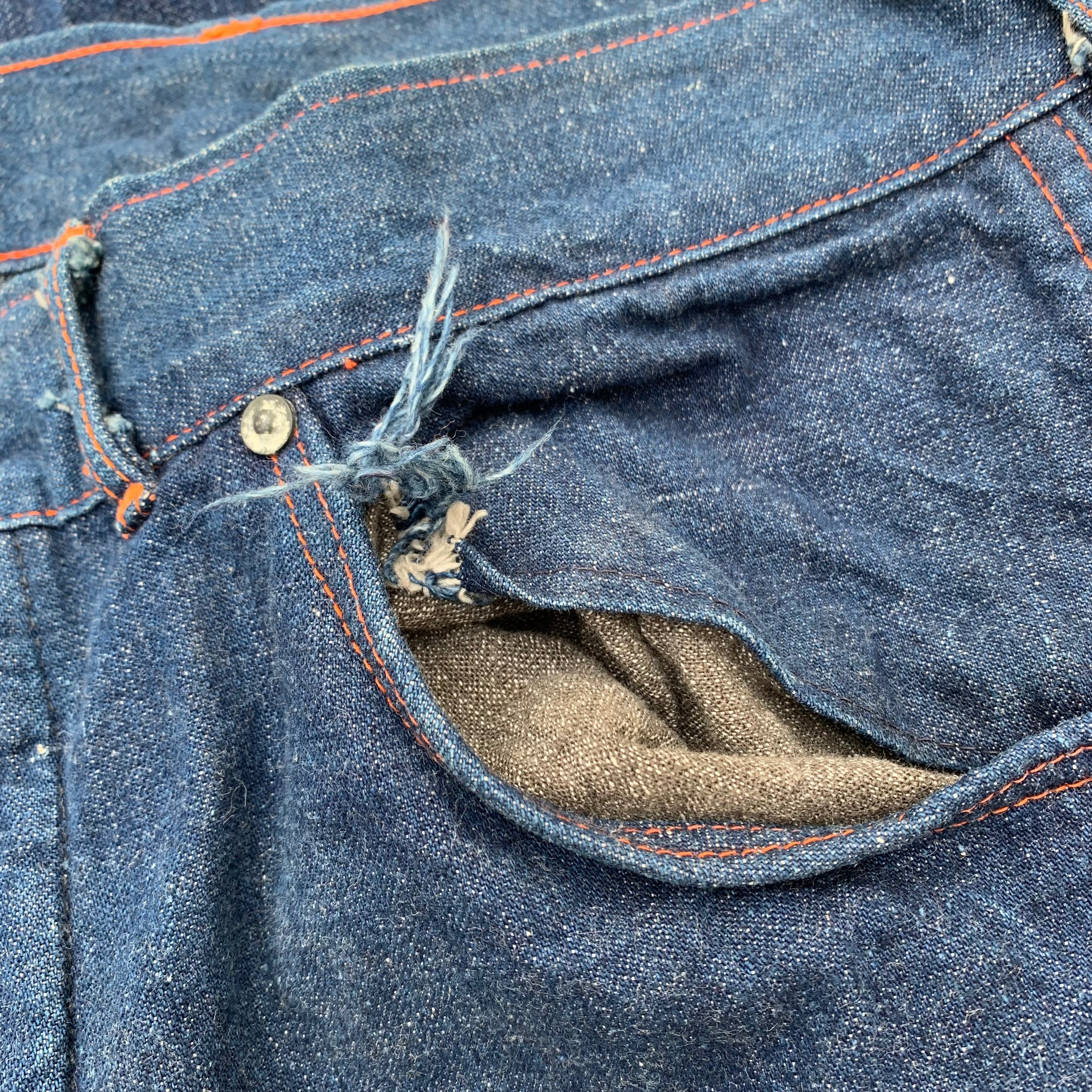1940’s Donut Button Denim Carpenter Pants 34” x 31”