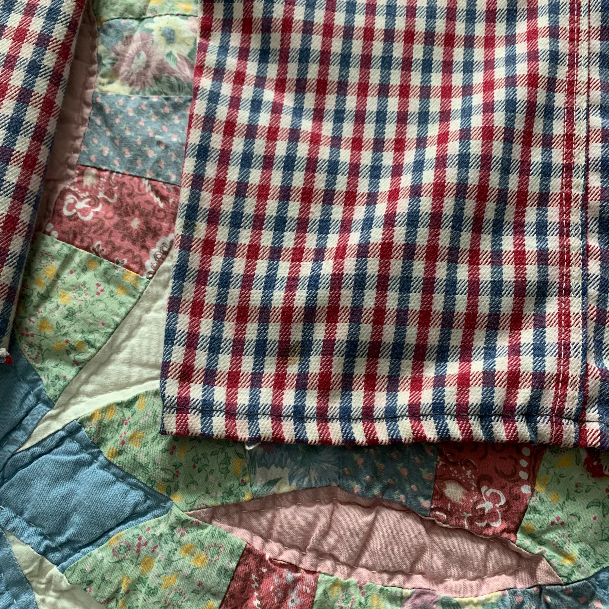 1960's Big Smith Red/Blue Gingham Plaid Overalls 30" x 28.5"