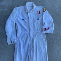 1960’s Big Smith White HBT Coveralls with Chainstitch Embroidery Small