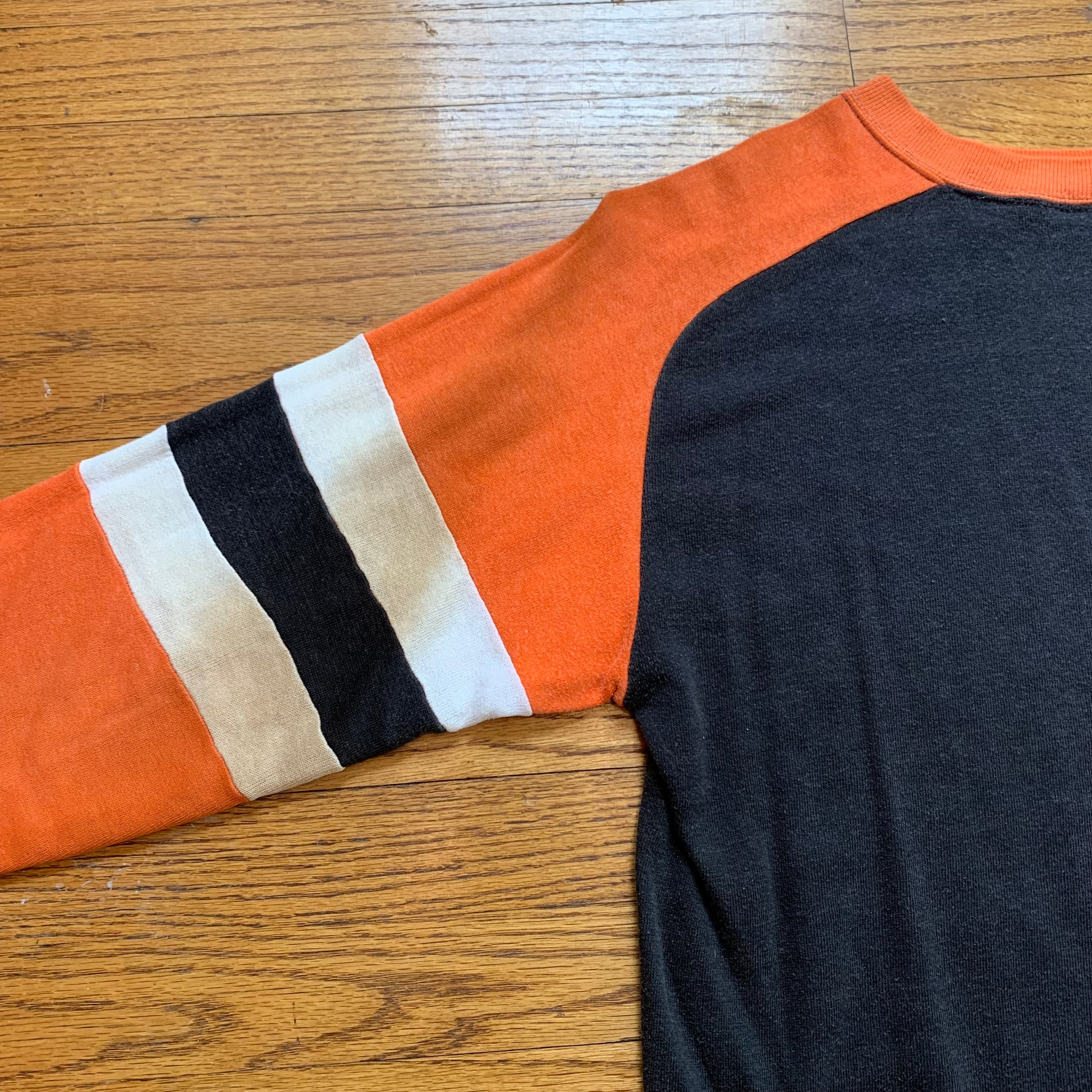 1960's Orange and Black Freedom Sleeve Crewneck Sweatshirt Large