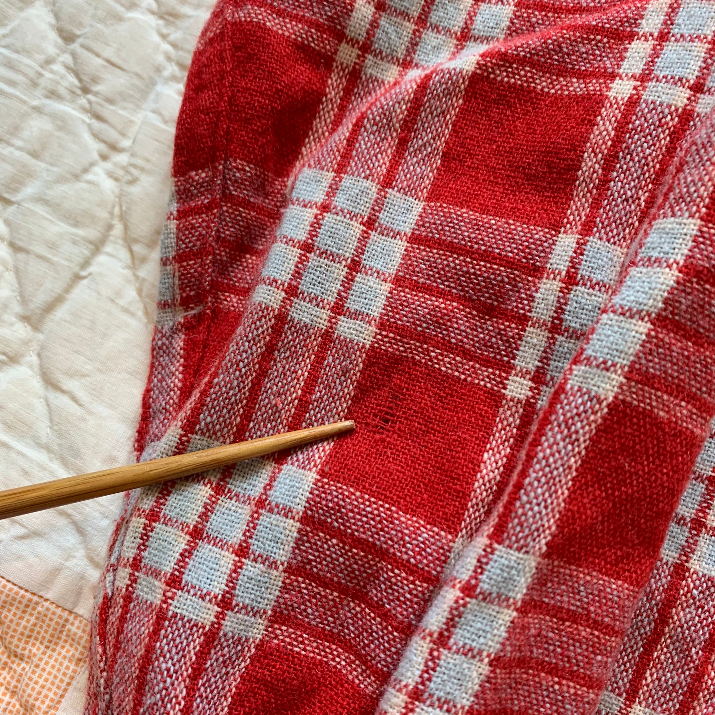 1950's Pilgrim Wool Blend Plaid Loop Collar Shirt S/M