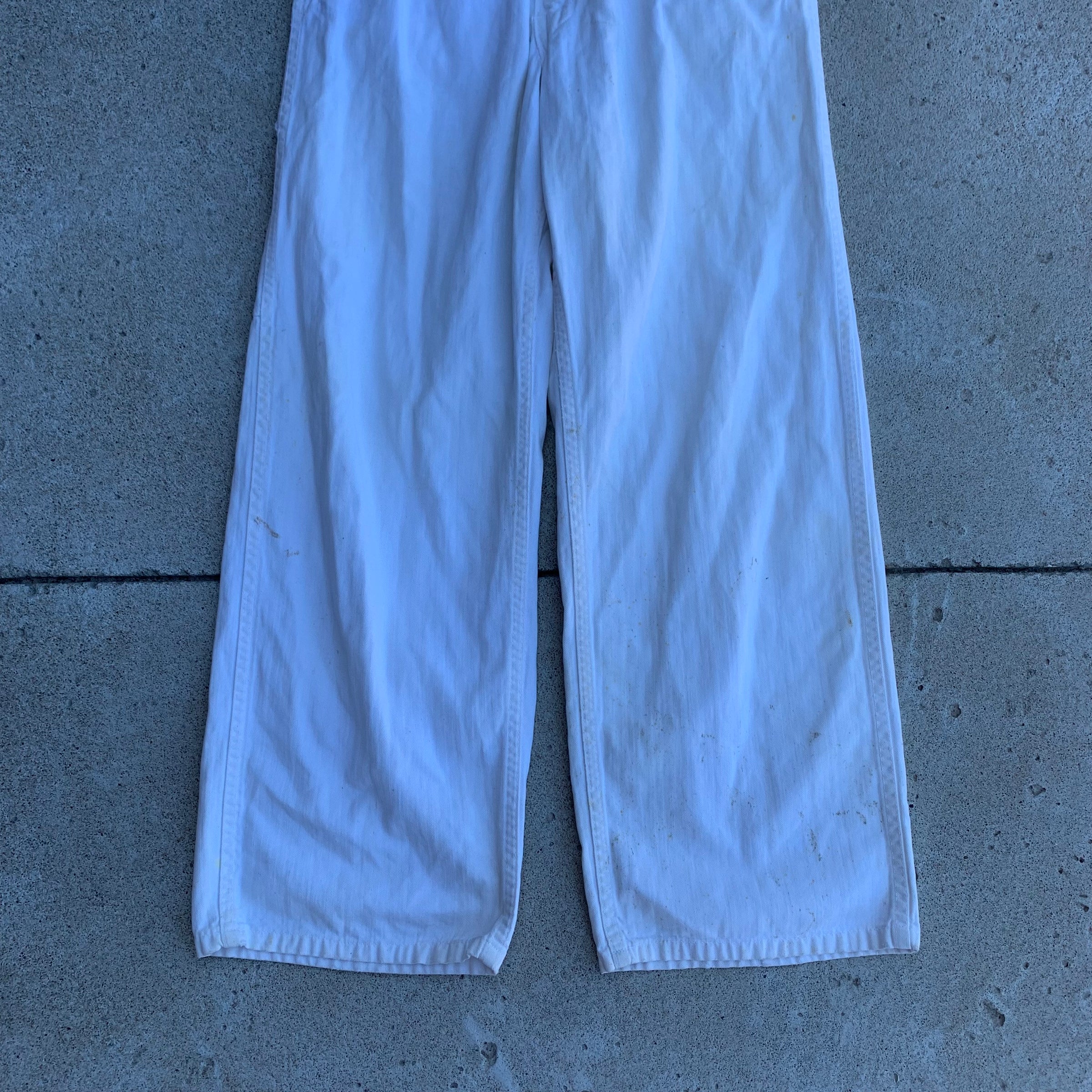 1960’s Big Smith White HBT Coveralls with Chainstitch Embroidery Small