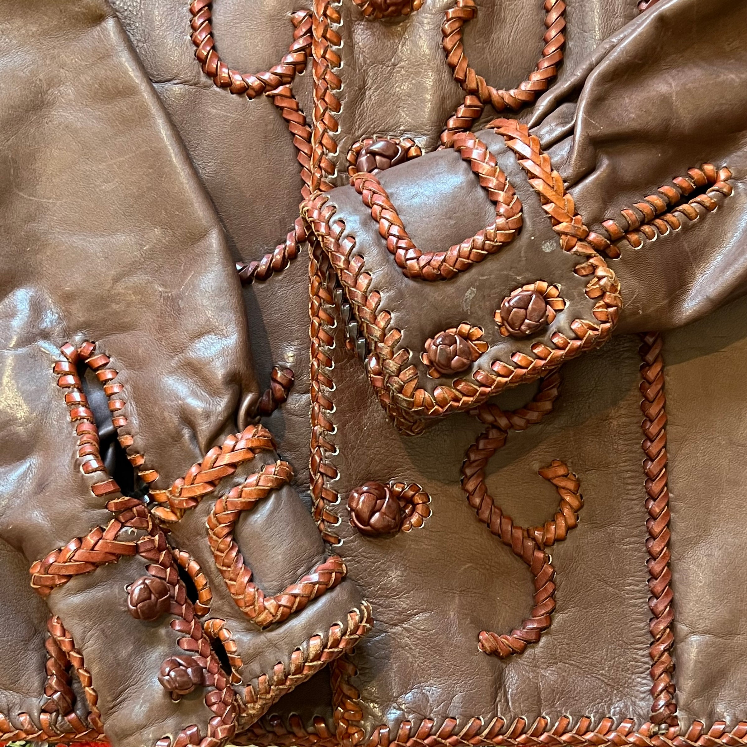 1960's/70's Handmade Tooled Leather Western Jacket XS/S