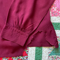 1940's Pilgrim Burgundy Rayon Loop Collar Shirt XL