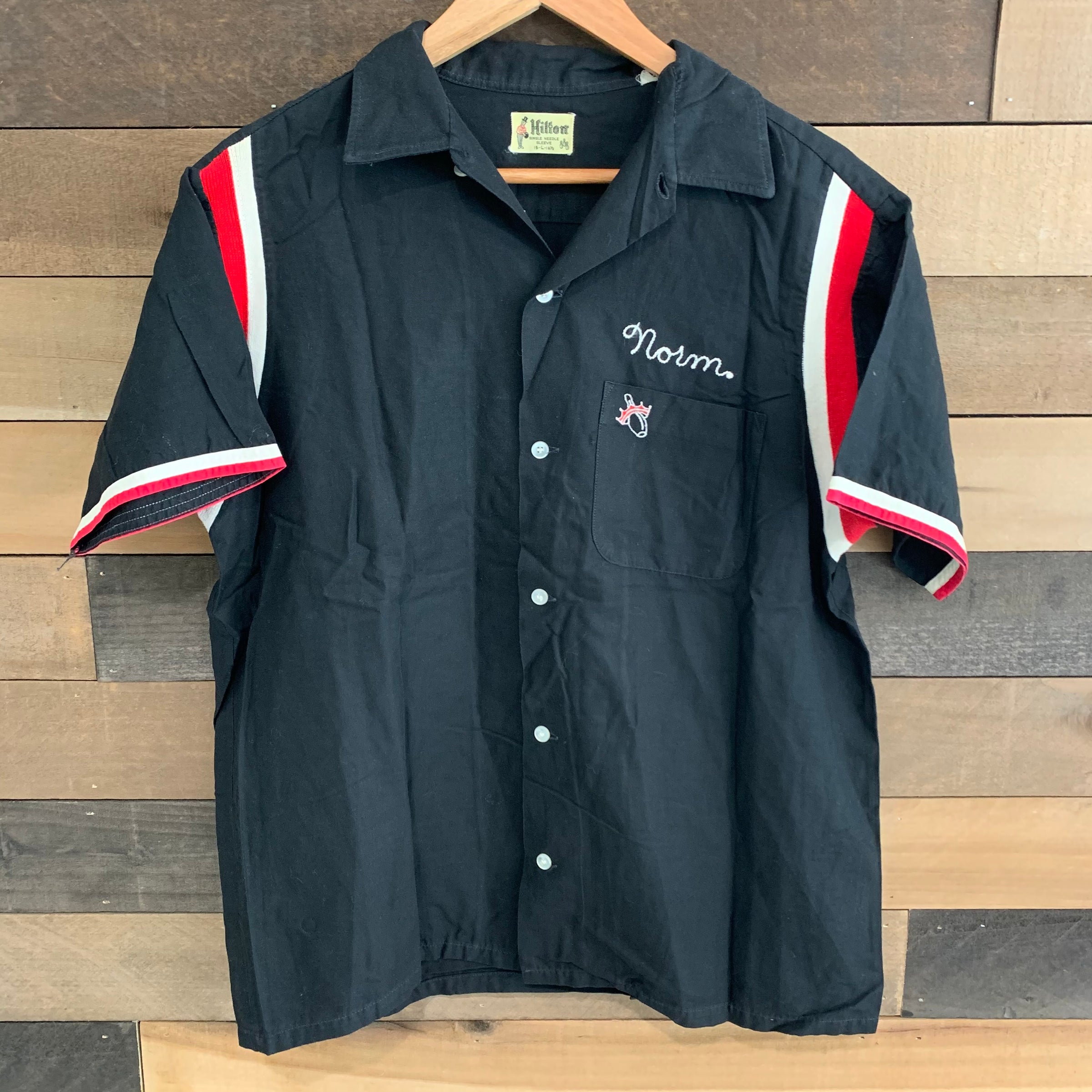 1960's The Spoilers Black Hilton Camp Collar Bowling Shirt Large