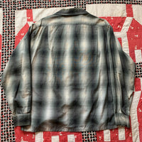 1950's Sportsman of Hollywood Shadow Plaid Rayon Loop Collar Shirt Large