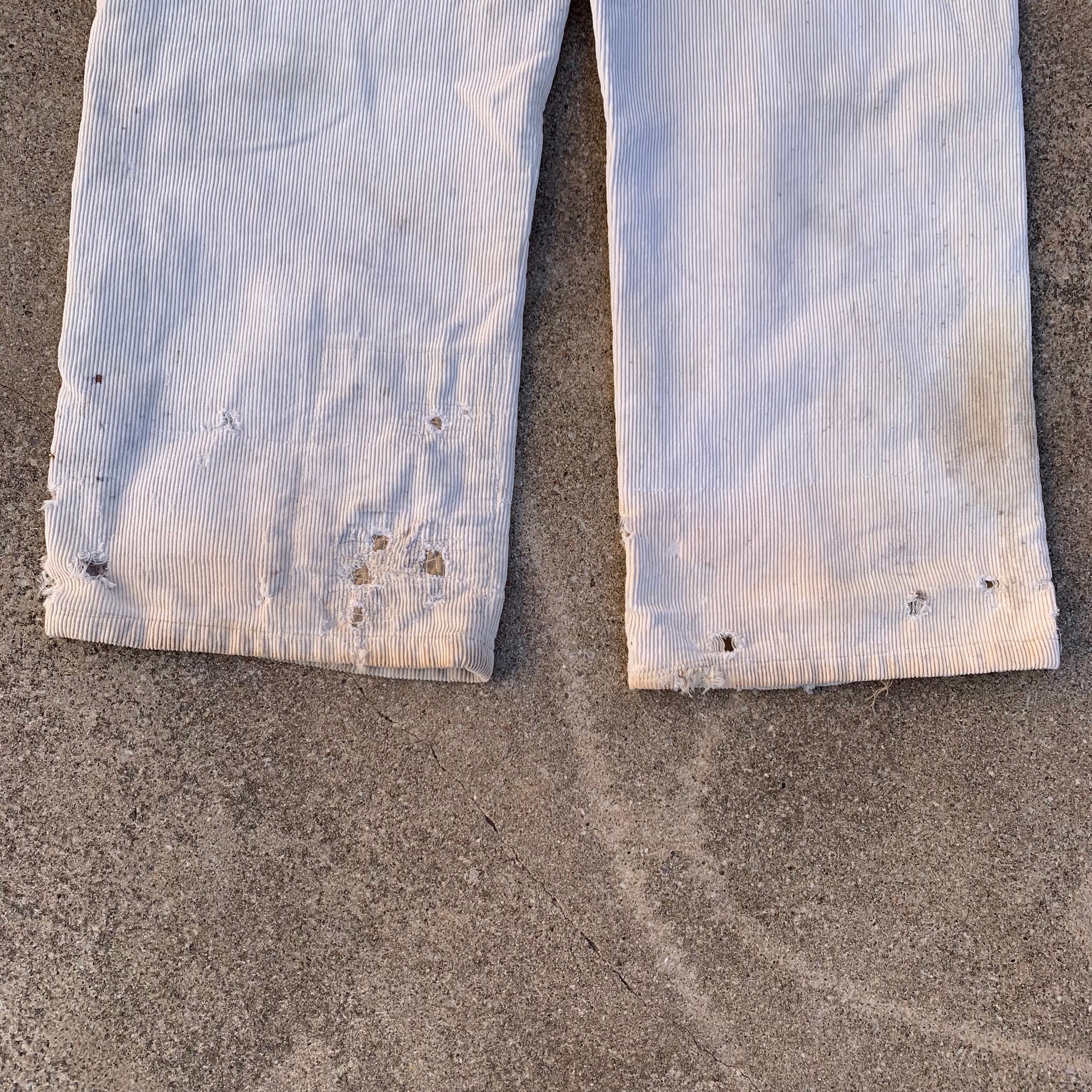 1940’s Thrashed White Corduroy Pants 32” x 27.5”
