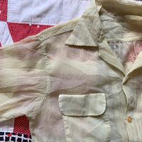 1950’s Yellow Sheer Nylon Loop Collar Shirt Large