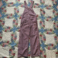 1960's Big Smith Red/Blue Gingham Plaid Overalls 30" x 28.5"