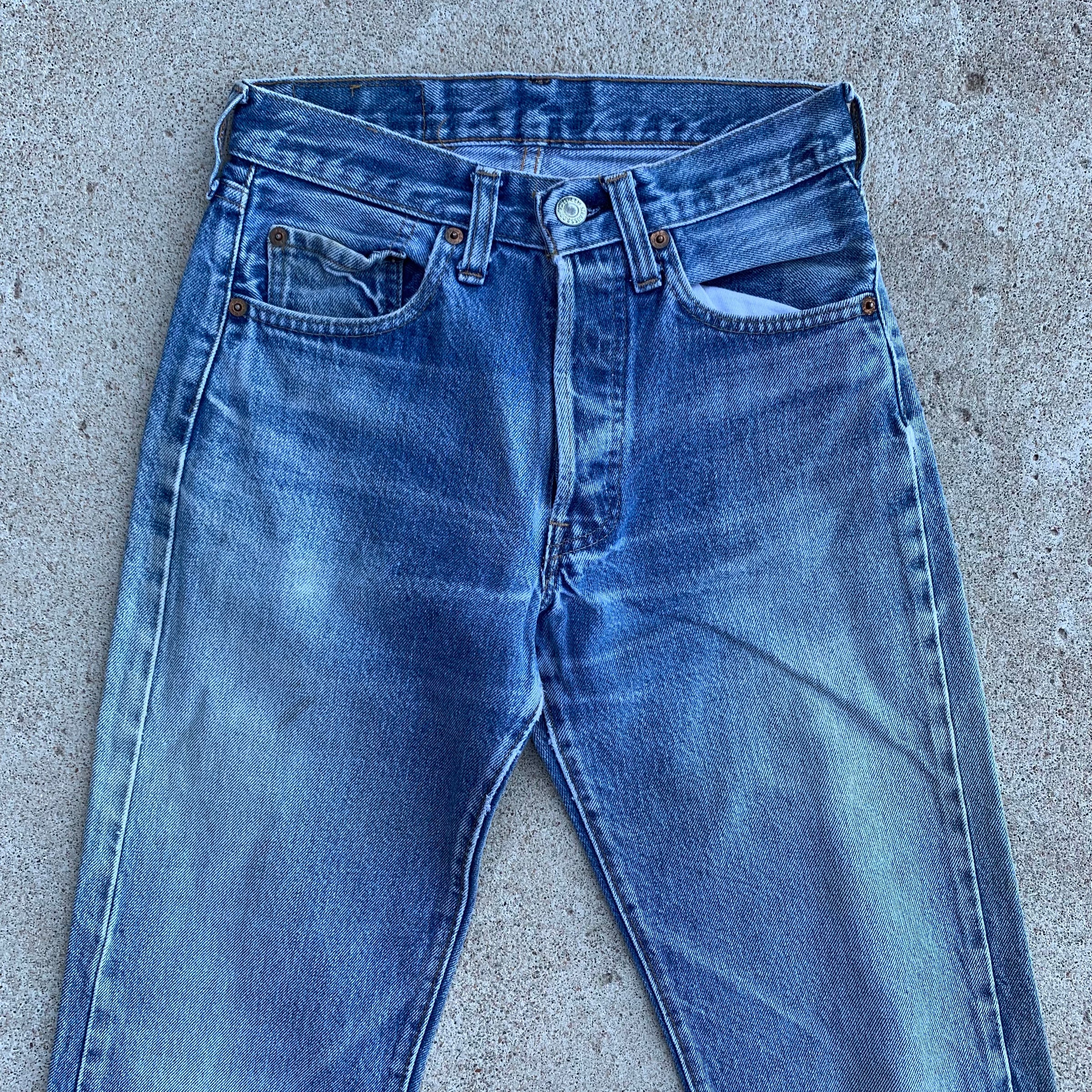 1980's Faded Light Wash Levi's 501 Redline Selvedge Denim Jeans 26" x 31.5"